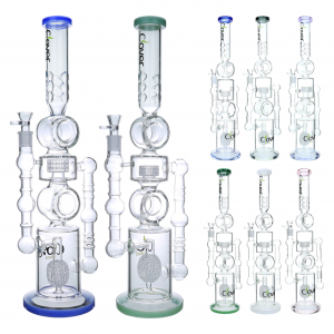 Clover Glass - 21" Hollow Drum Matrix & Apple Net Perc Recycler Water Pipe  - [WPA-44]
